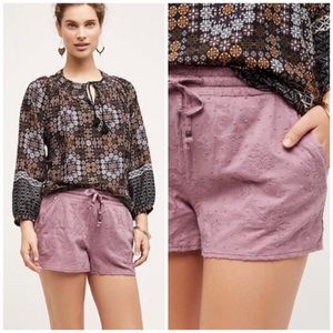 ANTHROPOLOGIE Dobby beachcomber eyelet shorts M